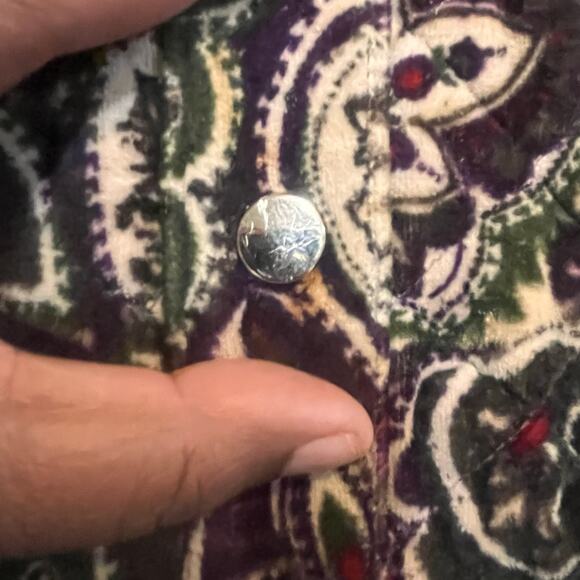 Charter Club‎ Women's Large Relaxed Purple/ Brown  Velour Paisley Vest - Picture 4 of 6